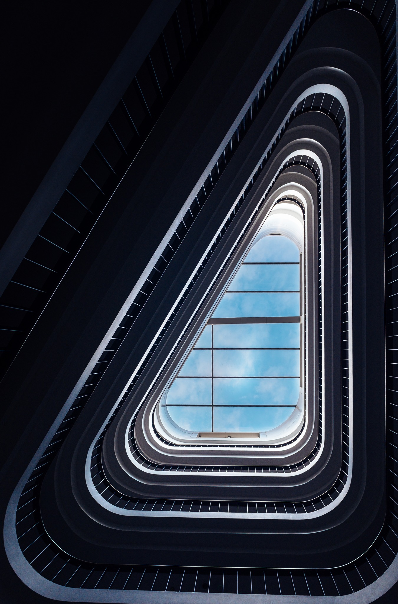 The Boss Building atrium, looking up